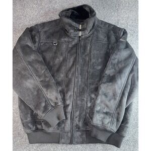 Sean John Black Faux Suede Sherpa Lined Bomber Jacket Men's 3XL 31.5x31